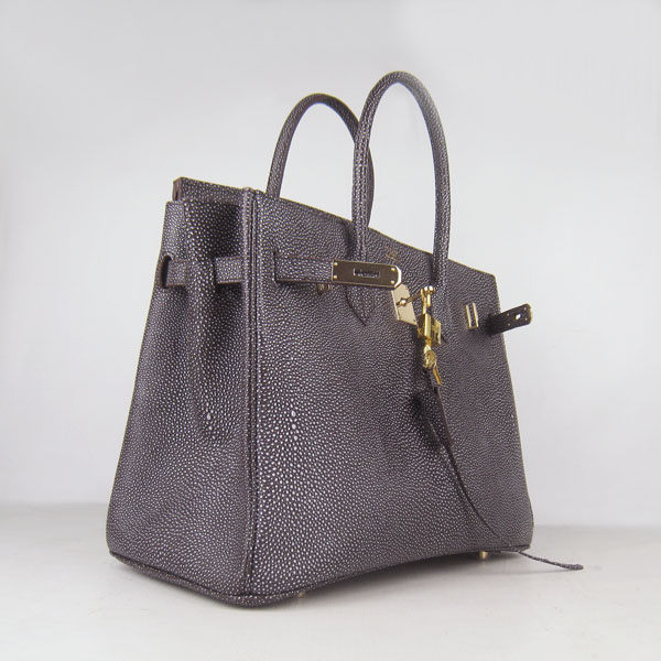 High Quality Fake Hermes Birkin 35CM Pearl Veins Leather Bag Dark Coffee 6089 - Click Image to Close